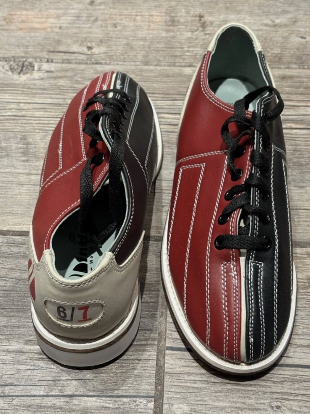 Linds World IMPEX Bowling Leather Shoes Vintage Black/Red NOS Size 6/7 Men's 6.5